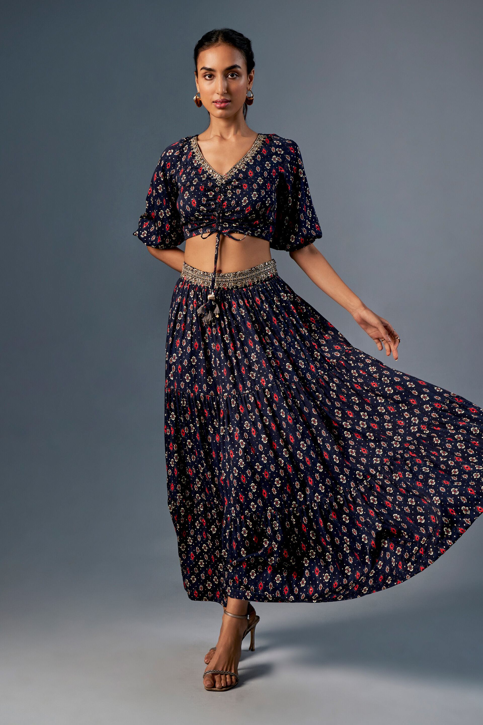 Navy Blue Gher Love Skirt Set, Navy Blue, image 5